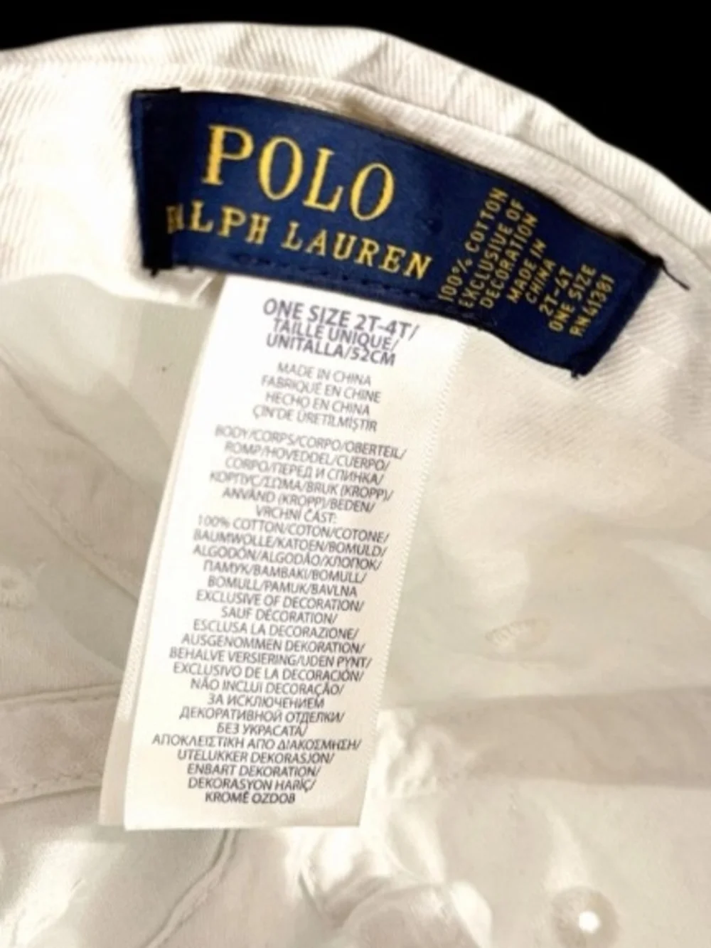 Polo Ralph Lauren White Baseball CapNavy Pony Toddler 2T-4T